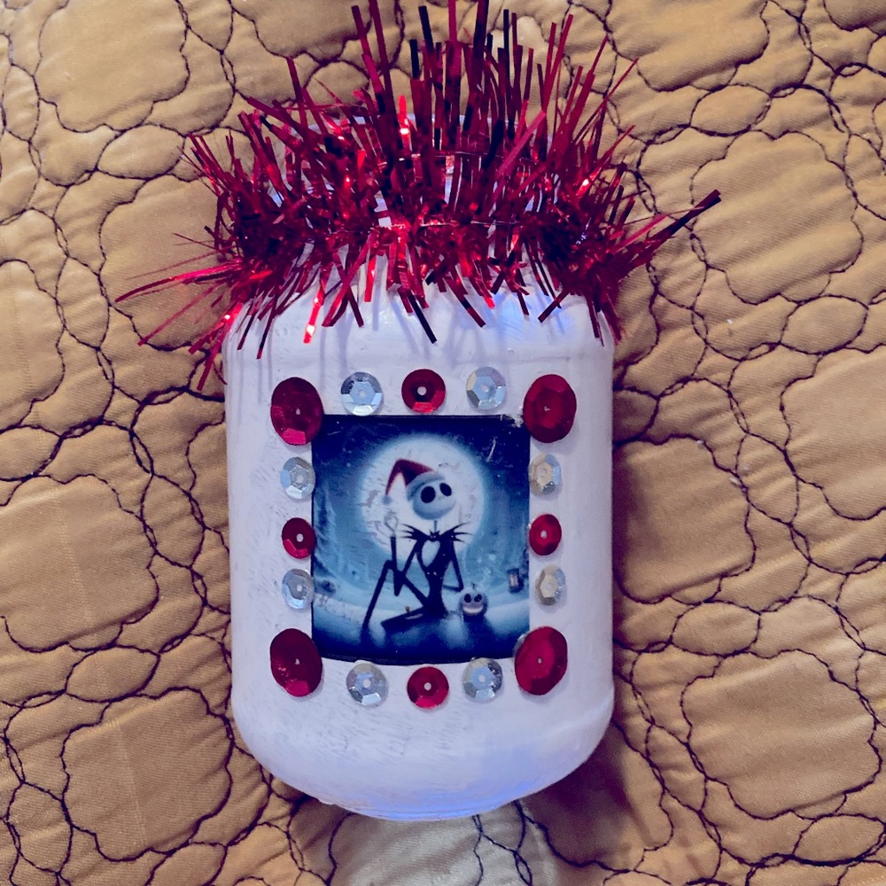 🎃🎄The Night Before XMAS🎄🎃PumpkinKing VASE/TEA LIGHT HOLDER ✨HAND DECORATED✨NEW✨
